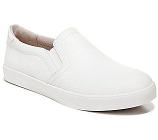 A perfect blend of skate park cool and city chic, the Madison slip-on sneaker offers a sleek profile, classic white rubber sidewalls, and an insole that keeps feet happy all day. From Dr. Scholl's. White Synthetic Slip-ons With Perforated Toe Box, White Synthetic Slip-ons With Ortholite Insole, White Low-top Slip-ons With Removable Insole, White Slip-on Sneakers For Everyday, Everyday White Synthetic Slip-on Sneakers, Casual White Slip-on Sneakers With Ortholite Insole, White Slip-ons With Perforated Toe Box, White Ortholite Insole Slip-on Sneakers, Spring Sporty Slip-ons With Vulcanized Sole