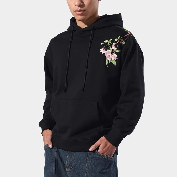 Hana Blossom Hoodie – Kidoriman Spring Cotton Hoodie With Embroidered Logo, Embroidered Hoodie For Streetwear In Spring, Spring Embroidered Hoodie For Streetwear, Embroidered Hoodie For Spring Streetwear, Embroidered Hooded Hoodie For Spring, Spring Hooded Sweatshirt With Embroidered Logo, Spring Embroidered Hooded Hoodie, Embroidered Hoodie For Fall Streetwear, Hooded Embroidered Sweatshirt For Spring