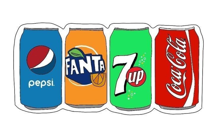 four different types of soda cans