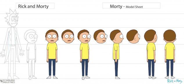 the simpsons character model sheet for rick and mort