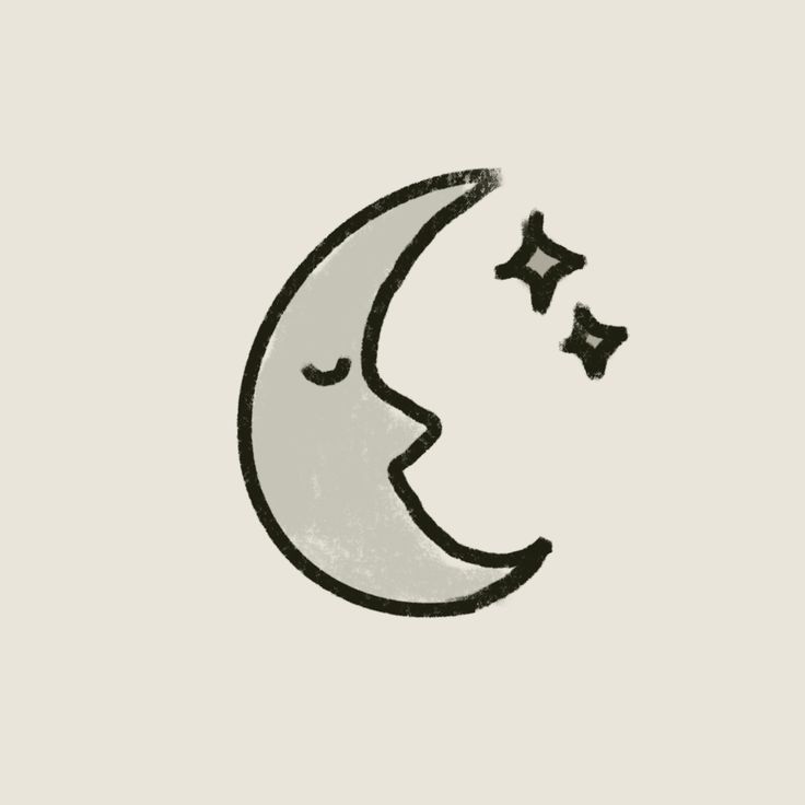 a drawing of the moon with stars coming out of it