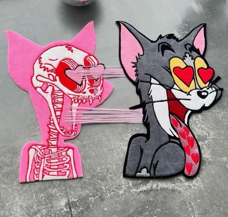 two stickers that have been placed on the ground with some type of decoration in them