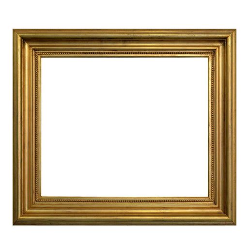 an empty gold frame on a white background