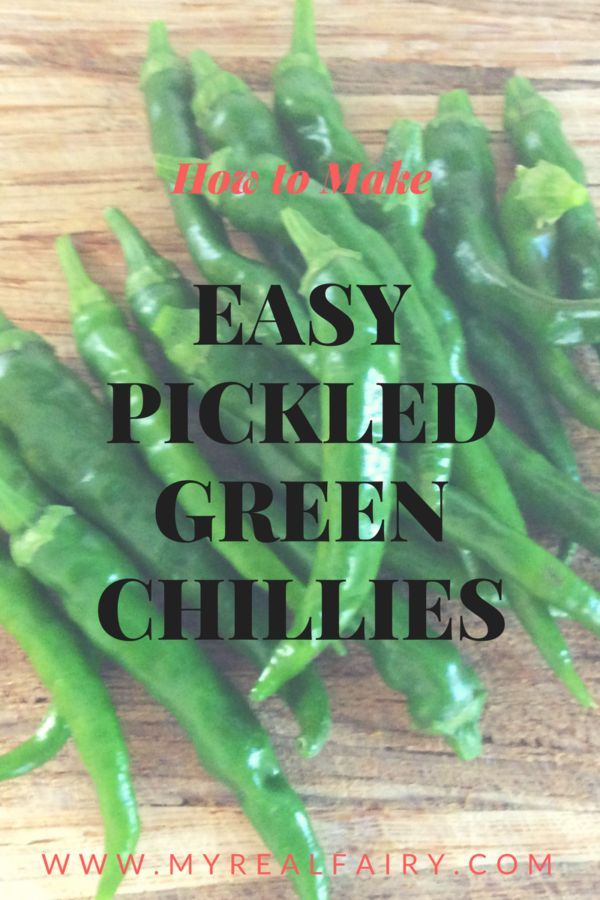 green peppers on a cutting board with the words easy pickled green chilies