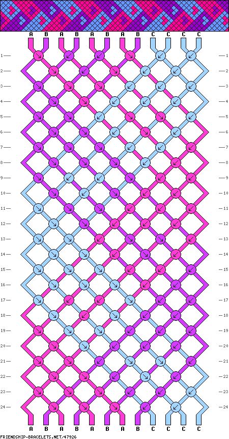 an image of a knitted pattern with different colors and patterns on the same side