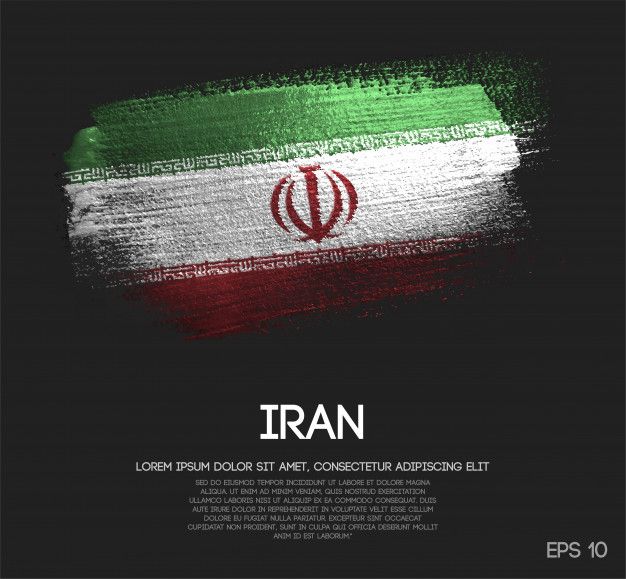 the flag of iran painted on a black background