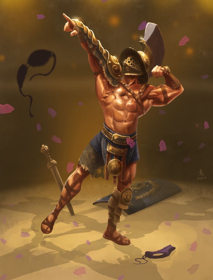 a painting of a man dressed as a gladiator