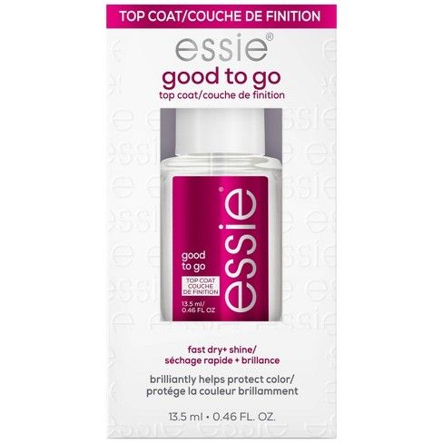 essie Good to Go Top Coat - fast dry and shine - 0.46 fl oz Essie Base Coat, Essie Top Coat, Stained Nails, Essie Nail Polish Colors, Kiara Sky Gel Polish, America Nails, Essie Nail Colors, Essie Gel Couture, Powder Nail Polish