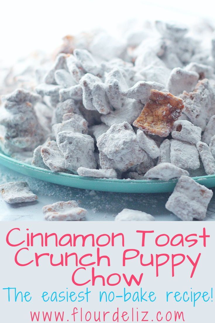 cinnamon toast crunch puppy chow recipe on a plate