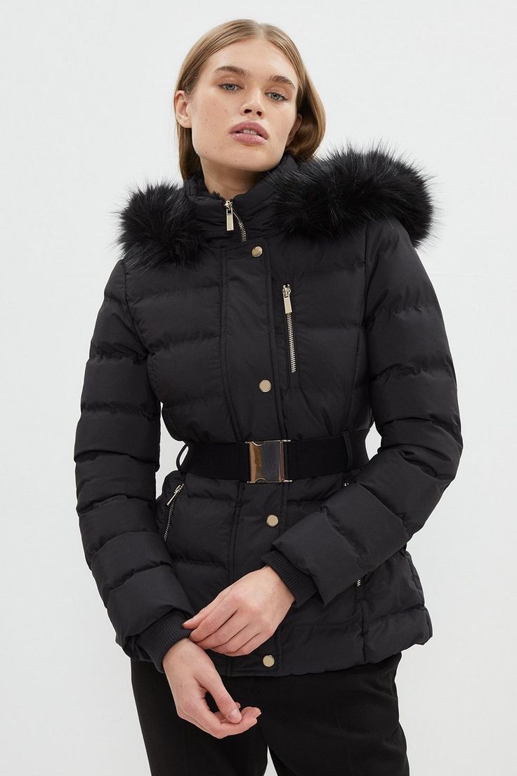 Style: Puffer JacketDesign: PlainFabric: PolyesterLength: RegularSleeve Length: Long Sleeve Puffer Jacket Fur Hood, Ladies Coats, Puffer Jacket Outfit, Black Winter Jacket, Classic Corvette, Black Winter Coat, Hooded Puffer Jacket, Puff Jacket, Jackets Uk