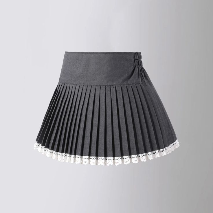 Lasaky - Pleated Mini Skirt with Bow Tie, High Waist A-Line Short Skirt Skirt For Kids, Skirt With Bow, School Skirt, High Waisted Pleated Skirt, Skirts For Kids, A Line Shorts, Half Skirt, Gray Skirt, Pleated Mini Skirt