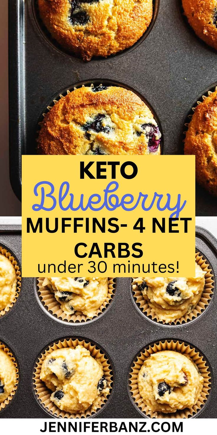 keto blueberry muffins - 4 net carbs under 30 minutes in the oven