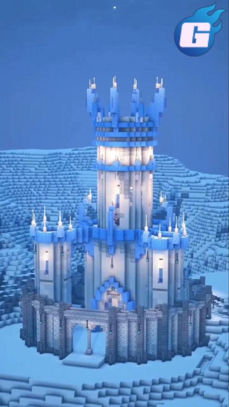 Minecraft Ice Castle, Minecraft Kingdom, Case Minecraft, Rumah Minecraft Sederhana, Minecraft Structures, Minecraft Banner Designs, Bangunan Minecraft, Minecraft House Plans, Minecraft Farm