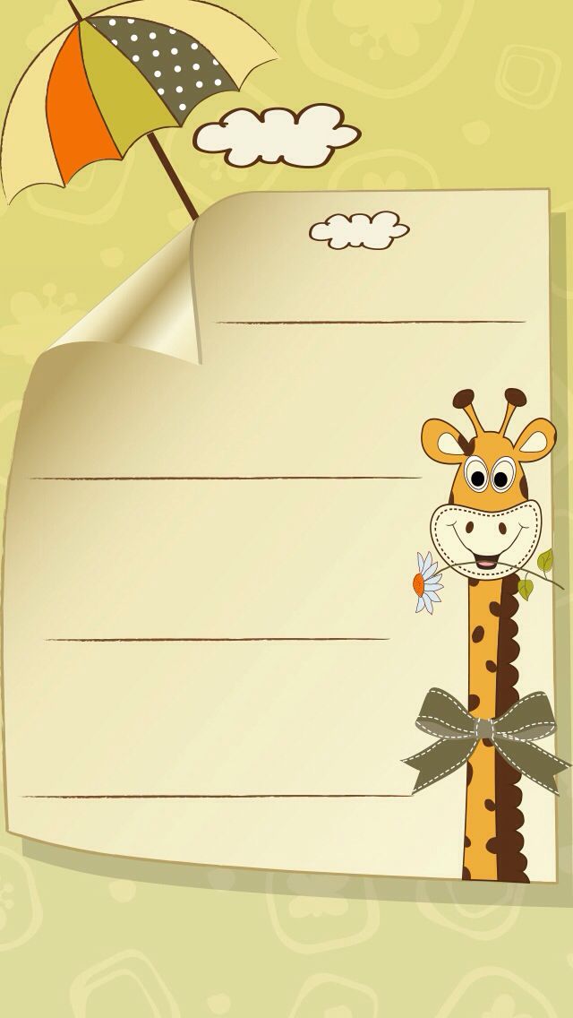 a giraffe holding an umbrella on top of a piece of paper