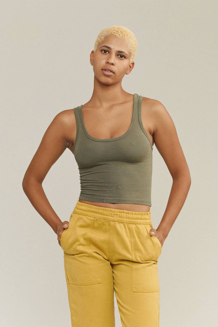 Sporty Tank | Jungmaven Hemp Clothing & Accessories - USA Made Versatile Yoga Tank Top With Built-in Bra, Summer Yoga Tank Top With Built-in Bra, Casual Crop Top With Built-in Bra For Everyday, Sleeveless Cotton Activewear With Built-in Bra, Casual Tank Top With Built-in Bra And Medium Support, Basic Stretch Tank Top For Everyday, Everyday Basic Stretch Tank Top, Casual Seamless Solid Tank Top, Casual Solid Seamless Tank Top