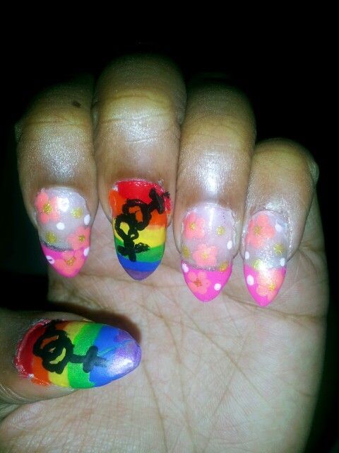 Gay Nail Art, Bisexual Nails Acrylic, Sapphic Nails, Lesbian Acrylic Nails, Runaway Vibes, Lesbian Pride Nails, Trans Nails, Pan Nails, Bi Nails