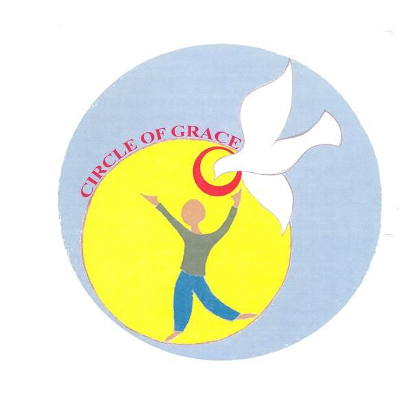 the circle of grace logo with a person holding a dove