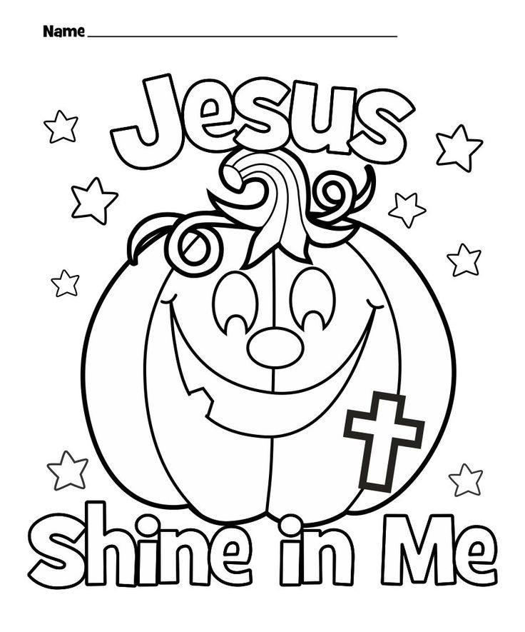 jesus shine in me coloring page with pumpkins and stars on it, as well as the words jesus shine in me