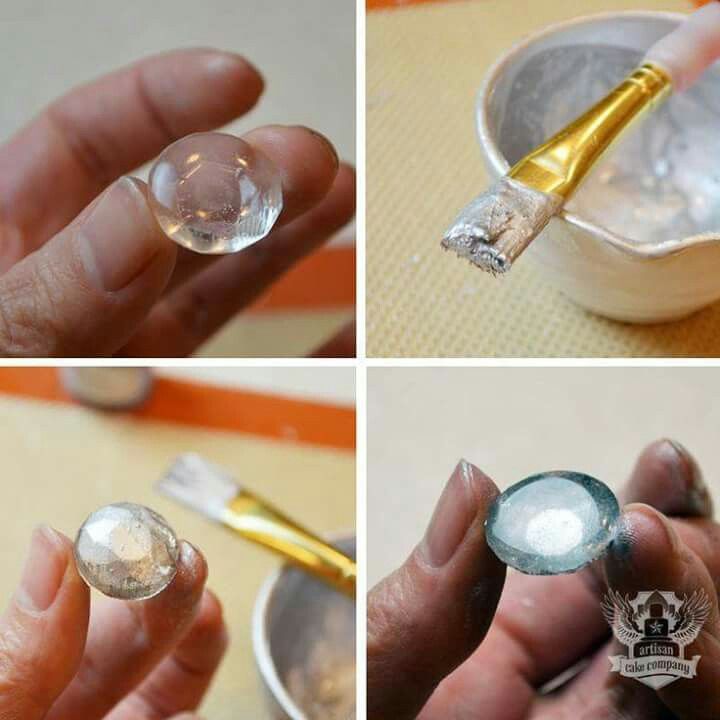 three pictures show how to make a diy ring out of glass and gold plating