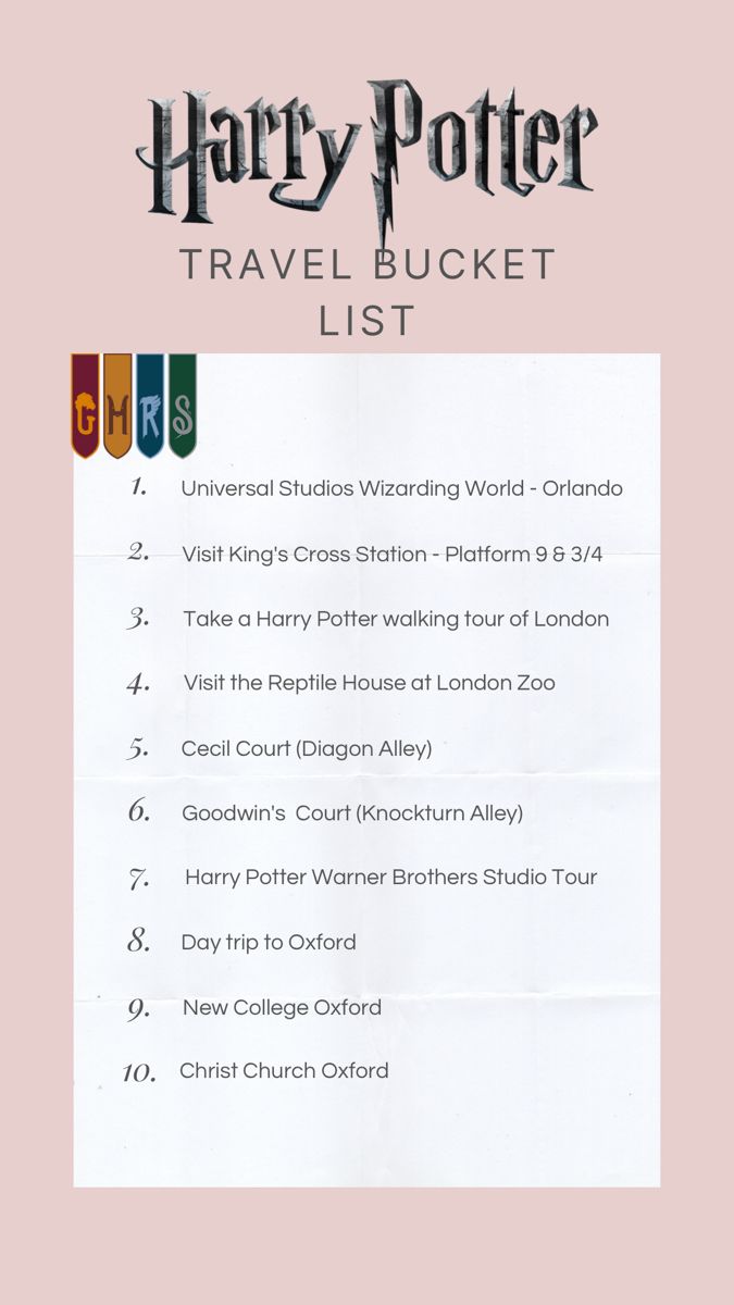 the harry potter travel bucket list