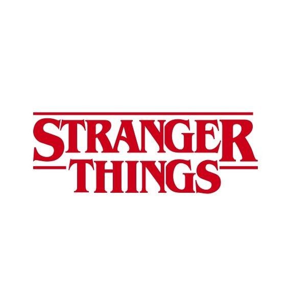 the words,'strange things'are in red letters on a white background with an orange stripe