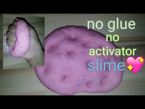 there is a pink substance in the shape of a human's foot and it says, no glue no activator slime