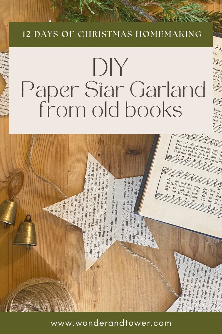 an old book with the title diy paper star garland from old books