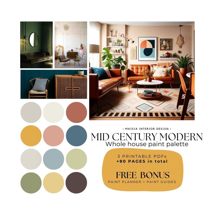 the mid century modern whole house paint palette