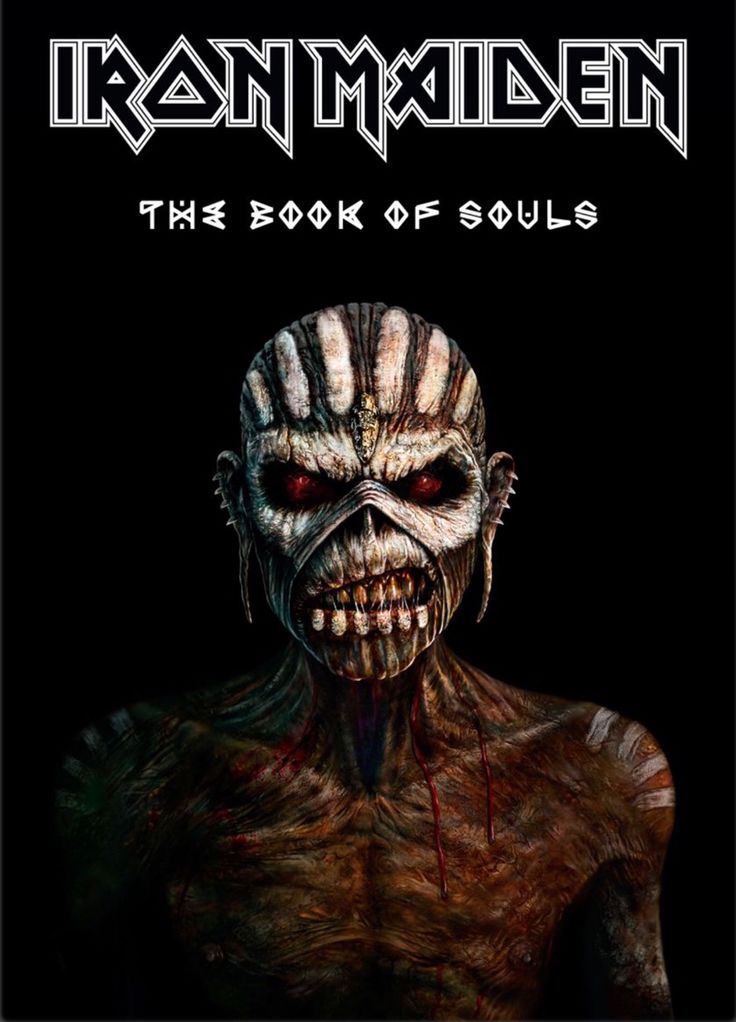 iron maiden the book of soul's album cover with an image of a demonic looking man