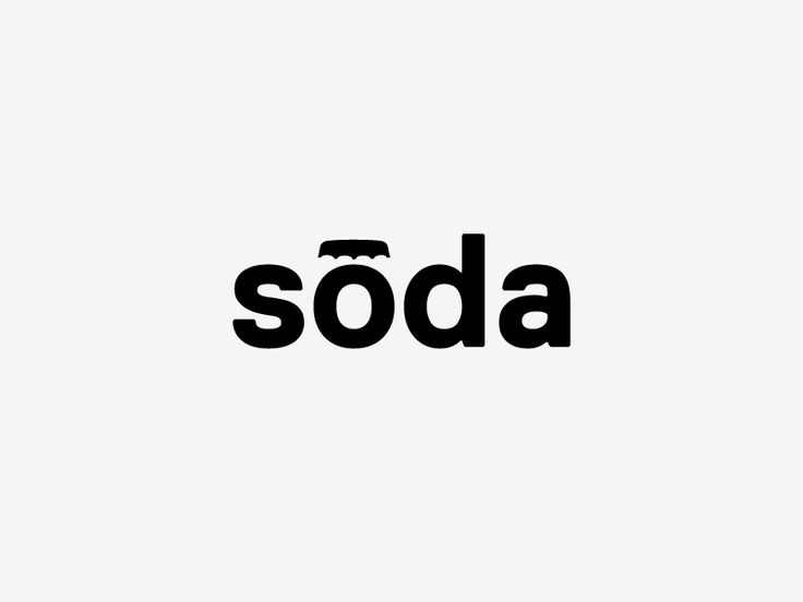 the word soda written in black on a white background