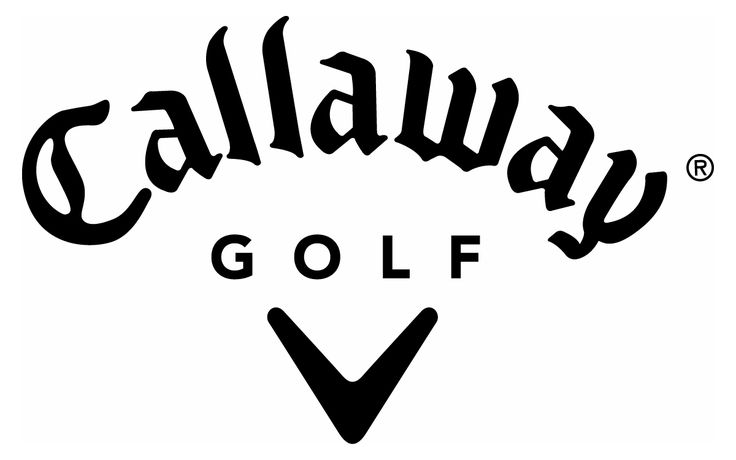 the callaway golf logo is shown in black and white, with an arrow pointing up to