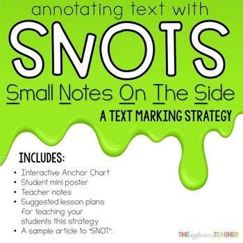 a green poster with the words swots small notes on the side and text marking strategy