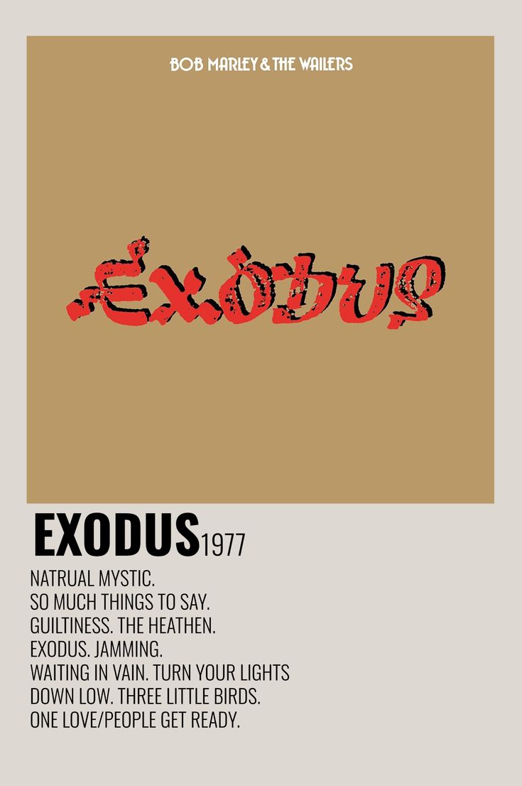 an advertisement with the words exodus in red and black on brown paper, which reads