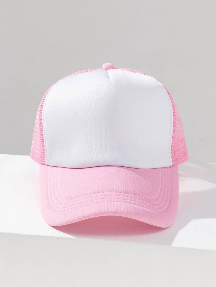 1pc Women Two Tone Casual Style Trucker Hat, For Daily LifeI discovered amazing products on SHEIN.com, come check them out! Cap Outfits For Women, Hats Bucket, Swag Hats, Women Baseball Cap, Pink Trucker Hat, Winter Wedding Outfits, Fairly Oddparents, Cap Mockup, Pink Baseball Cap