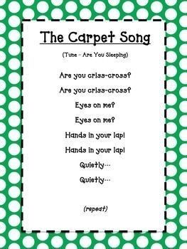 a green and white polka dot pattern with the words, the carpet song