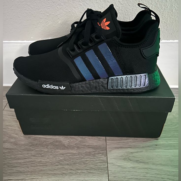 Adidas Nmd R1 Reflective Xeno (Black) Us Size 11 Brand New. Ds. 10/10 Original Box. Iridescent Sporty Sneakers For Streetwear, Sporty Iridescent Sneakers For Streetwear, Black Fade-resistant Custom Sneakers For Running, Adidas Custom Black Breathable Sneakers, Adidas Nmd_r1, N Shoes, Adidas Nmd R1, Nmd R1, Adidas Nmd