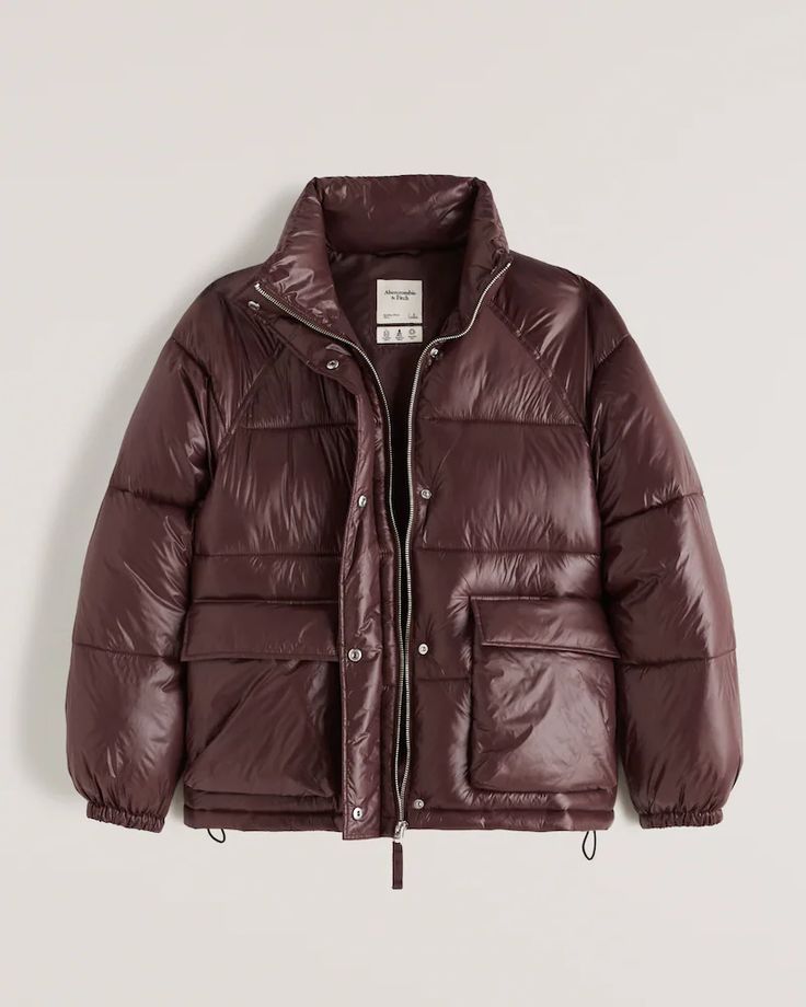 Women's Oversized Utility Puffer | Women's Coats & Jackets | Abercrombie.com Winter Jackets Women Cold Weather, Black Hooded Coat, Red Puffer Jacket, Oversized Puffer Jacket, Long Puffer Coat, Black Puffer Jacket, Puffer Jacket Women, Dark Brown Color, Fall Coat