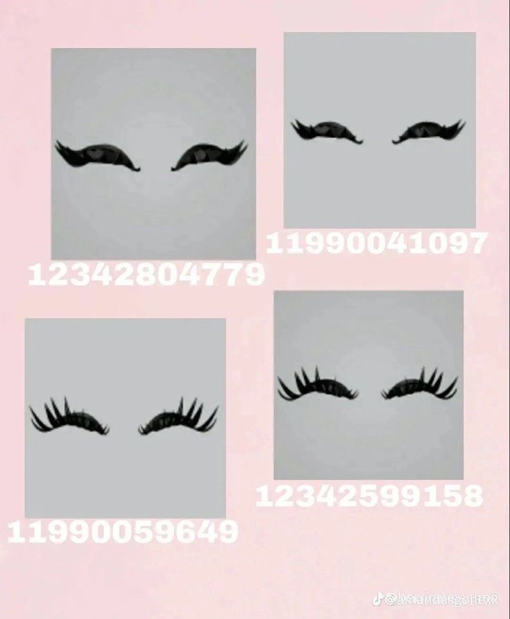 four different pictures of eyelashes with the numbers below them