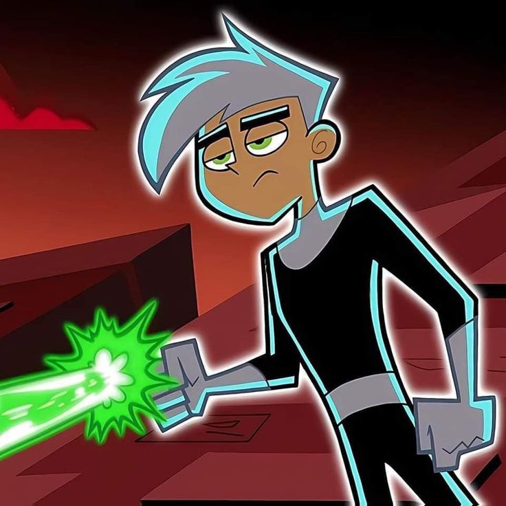 an animated character with green light coming out of his mouth and pointing at something in the air