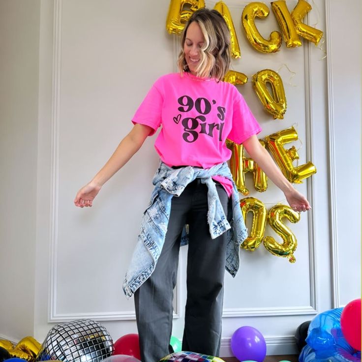 Part of our Nostalgia Vault! Printed with ink on our 100% cotton neon pink Comfort Colors tee. 90s Girl, Girls Tees, Comfort Colors Tee, Neon Pink, Comfort Colors, Neon, Pink, Color