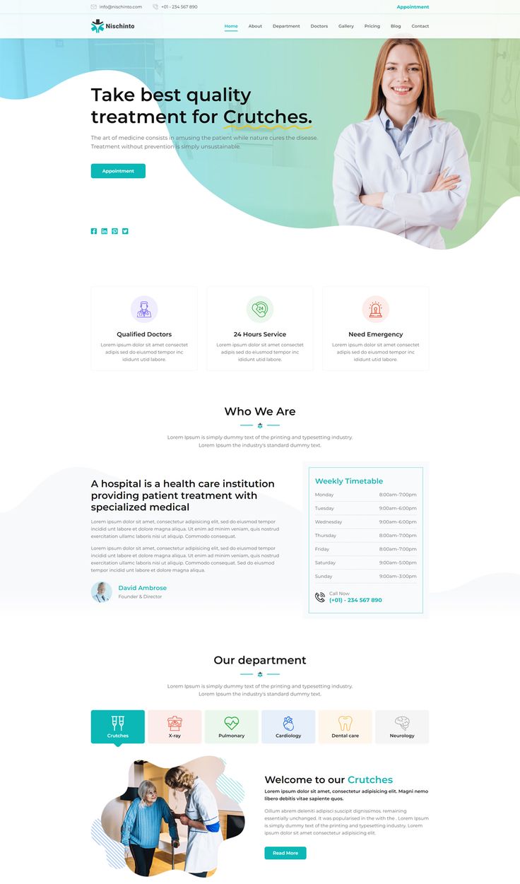 the landing page for a medical website