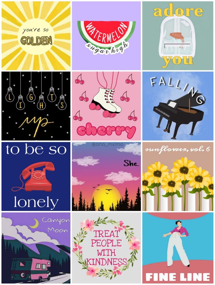 several different types of posters with the words, sayings and pictures on them in various colors