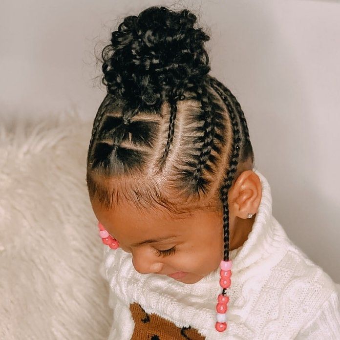 Simple and beautiful braid hairstyle -- Simple Classic Bun Braid Toddler Braided Hairstyles, Toddler Braids, Trendy We Fryzurach, Cute Toddler Hairstyles, Lil Girl Hairstyles, Kids Curly Hairstyles, Kid Braid Styles, Toddler Hairstyles Girl, Natural Hairstyles For Kids