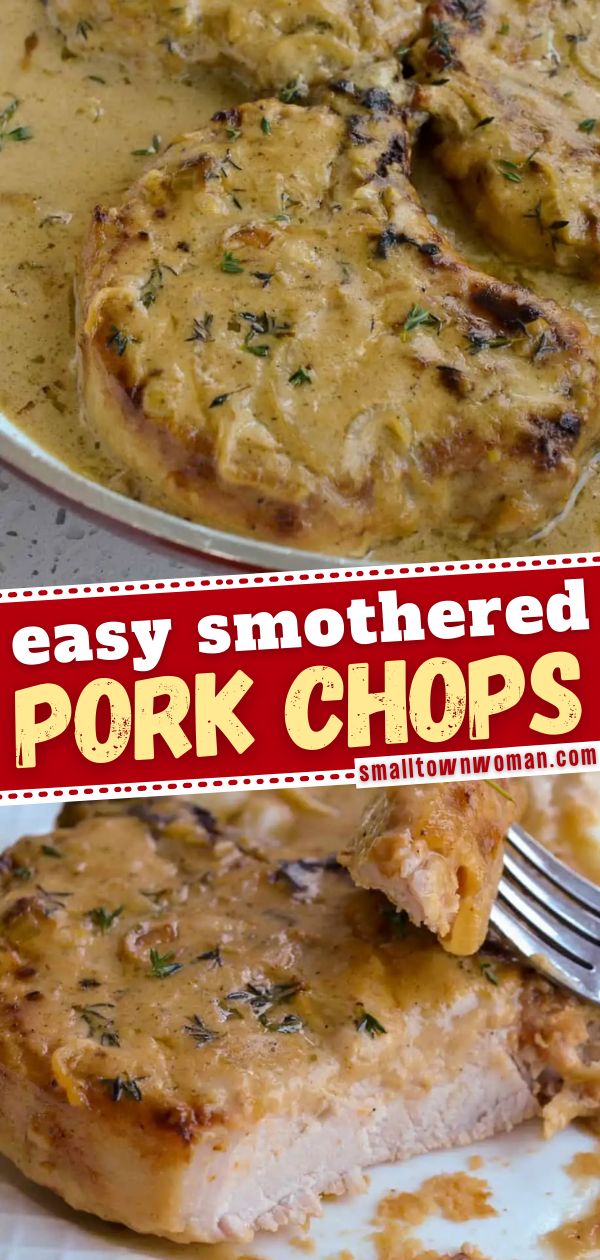 Smothered Pork Chops Easy Smothered Pork Chops, Smothered Pork Chops Recipe, Pork Chops And Rice, Pan Gravy, Over Mashed Potatoes, Pork Chops And Gravy, Creamed Peas, Breaded Pork Chops, Smothered Pork