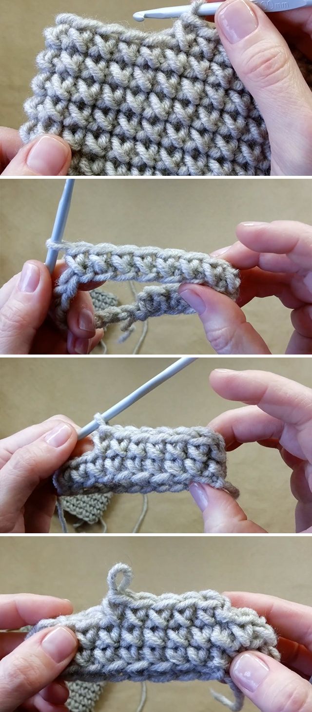 crochet stitches are being used to knit the stitchs