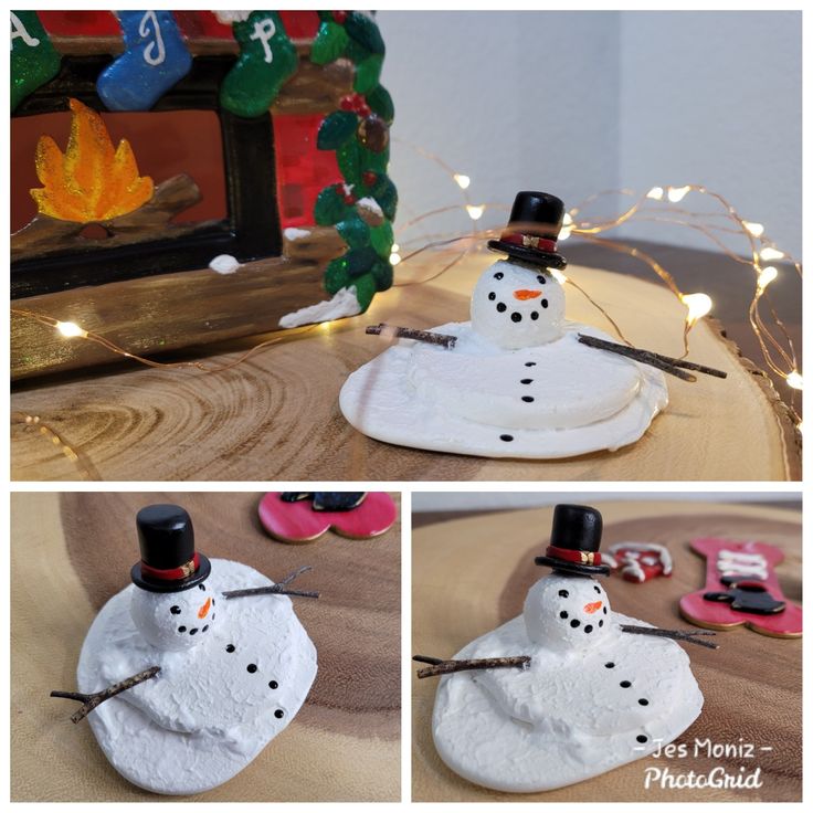 there is a snowman made out of clay