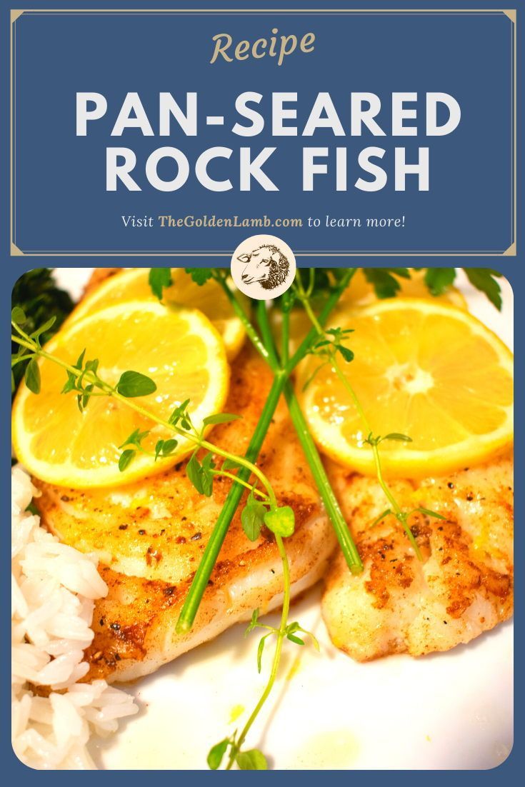 the recipe for pan - seared rock fish with lemons and parsley on top