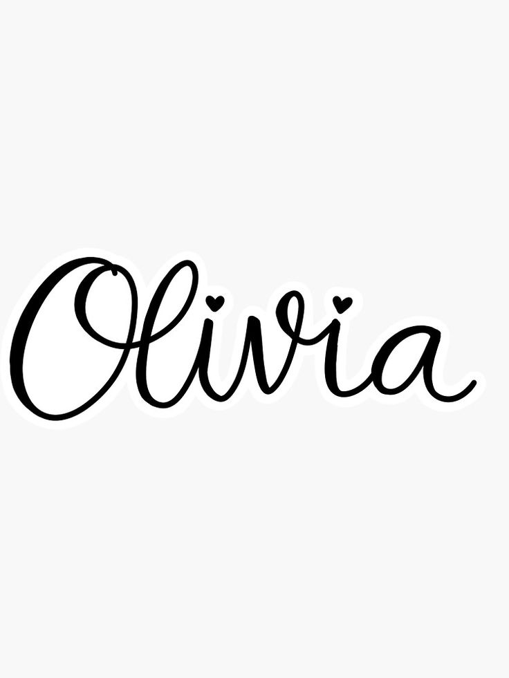 the word olvia written in cursive writing with black ink on a white background