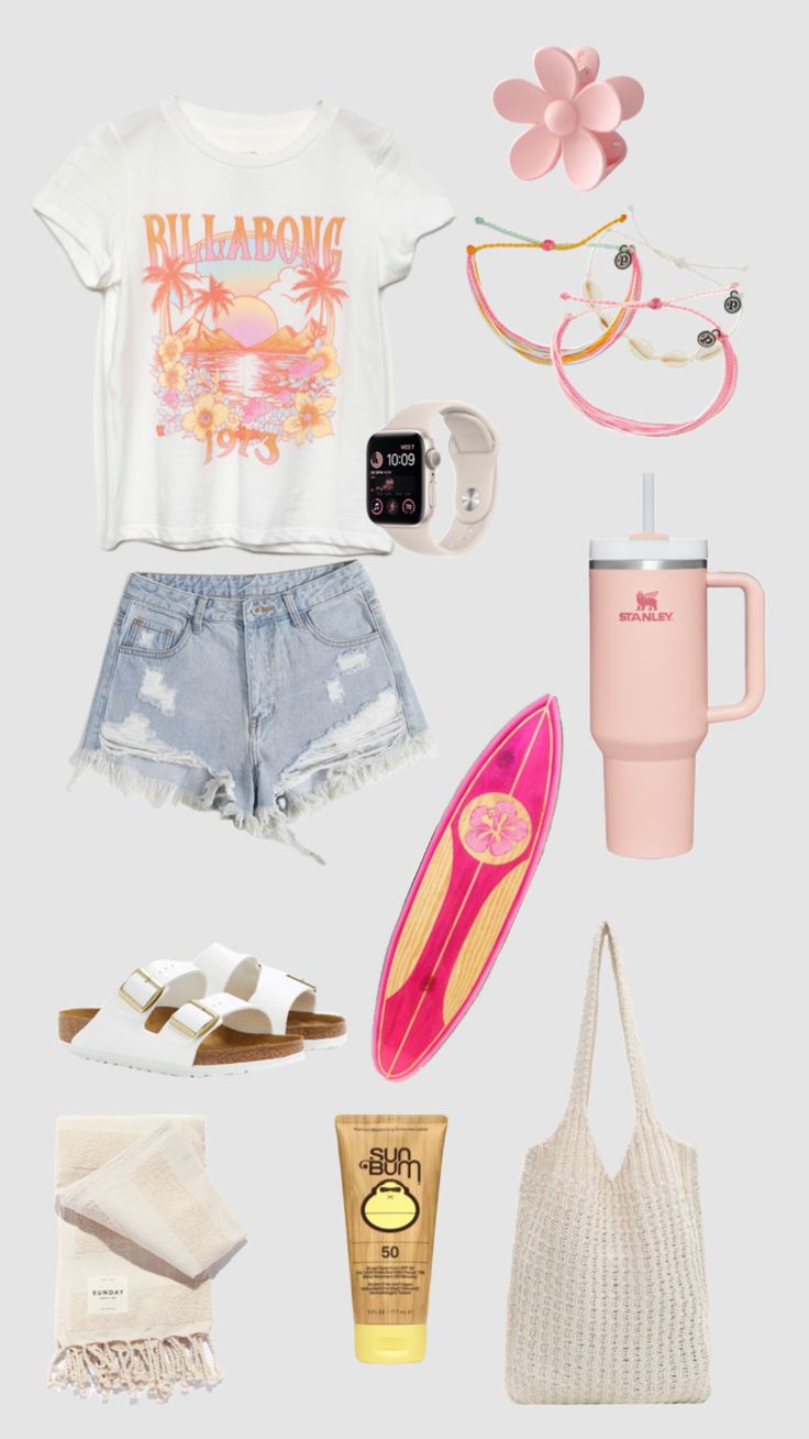 #beach #outfitinspo #stanley #birkenstocks #fitpo Travel Aesthetic Outfits Summer, Cute Outfits For Hawaii, Cute Clothing Stores, Preppy Summer Outfits, Summer Outfits For Teens, Outfit Inspo Summer, Trendy Outfits For Teens, Cute Outfits For School