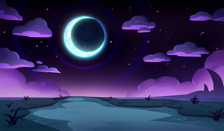 an animated scene with the moon in the sky and clouds around it, as if from outer space